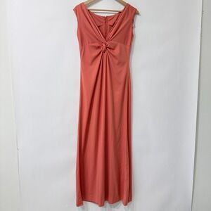 Vintage‎ 70s Claralura Coral Maxi Dress Size Medium Evening Retro Formal Event